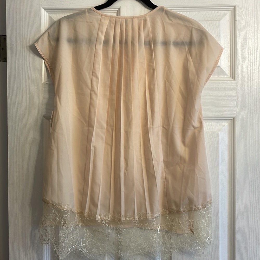 Molly Bracken Knit Top w Pleated Back and Lace Detailing, Cream, sz XS - Picture 11 of 15